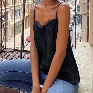 ISO Lulu's Lush Refined Taste Black Satin Cami Top